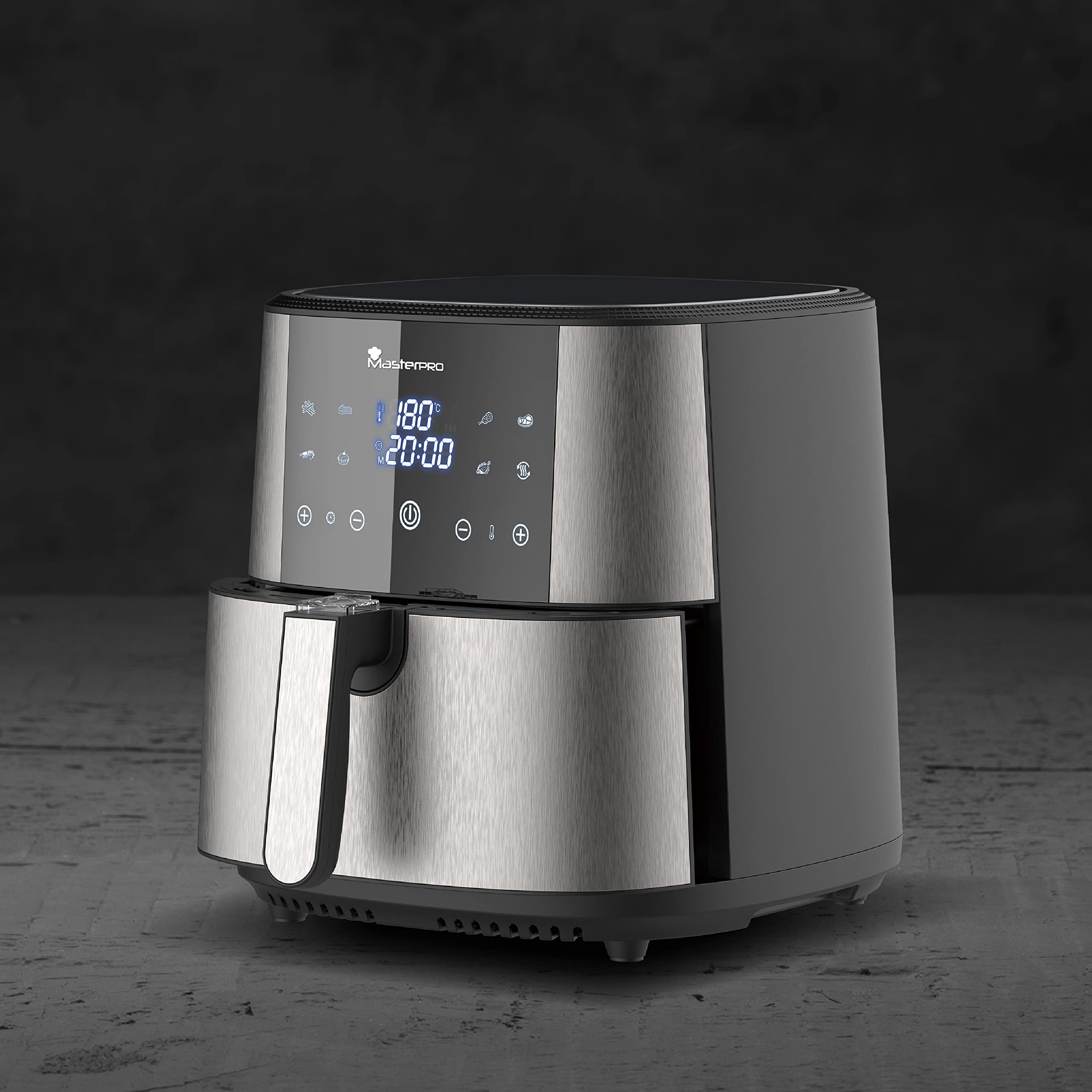 MasterPRO ROCKET 600 - Friggitrice ad aria calda 6L SENZA PFAS 1800W 6L con rivestimento ceramico CERATECH - Touch Screen LED - Termostato 80-200°C Cestello rimovibile - Involucro acciaio inossidabile