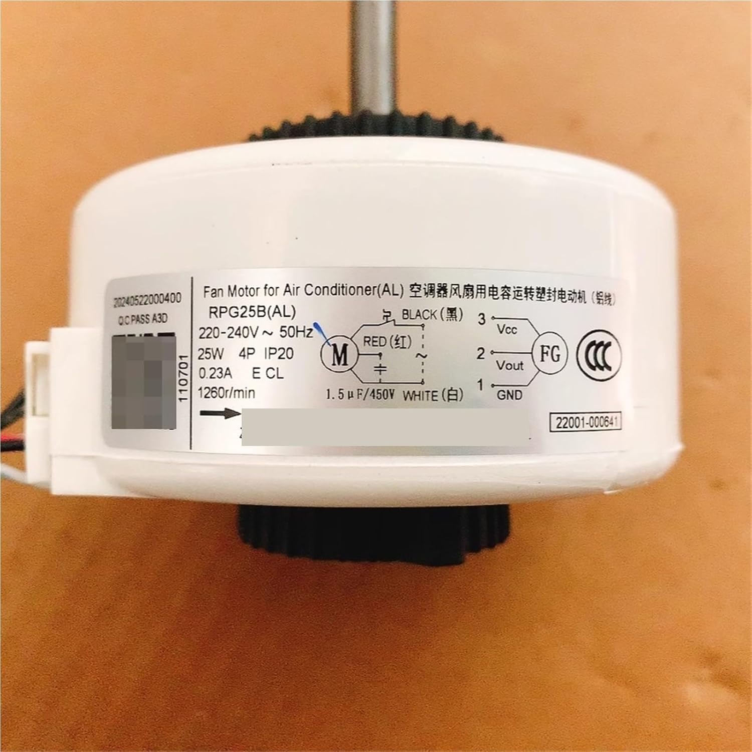 Air Conditioner Motor，Compatible for Midea，Compatible for TCL，RPG25B(AL) Six-Wire AC Motor Aluminum Wire Fan