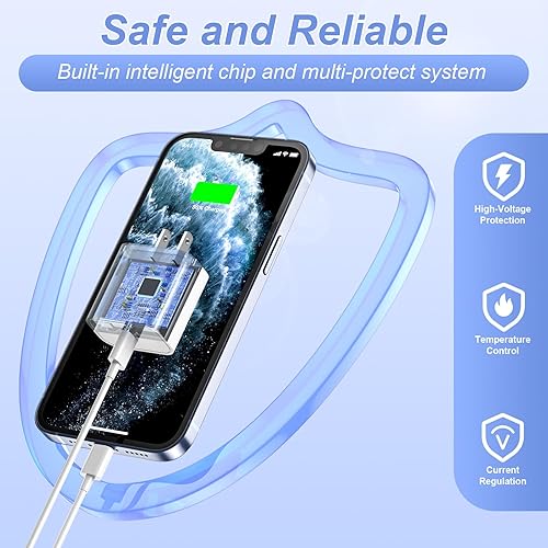 Miniatura 3 de Cargador rápido para iPhone  Paquete de 4 bloques de carga para iPhone y cable de carga rápida para iPhone  20 W PD adaptador de corriente de carga