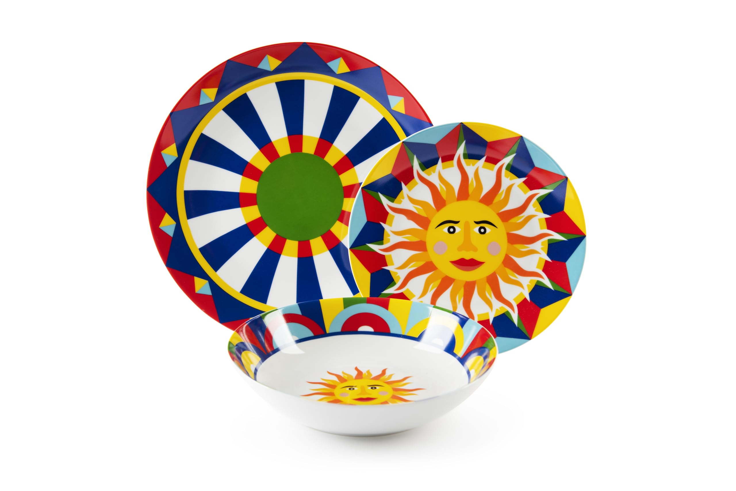 Excelsa Sicilian Rhapsody Service de vaisselle, style sicilien, porcelaine, 18 pièces