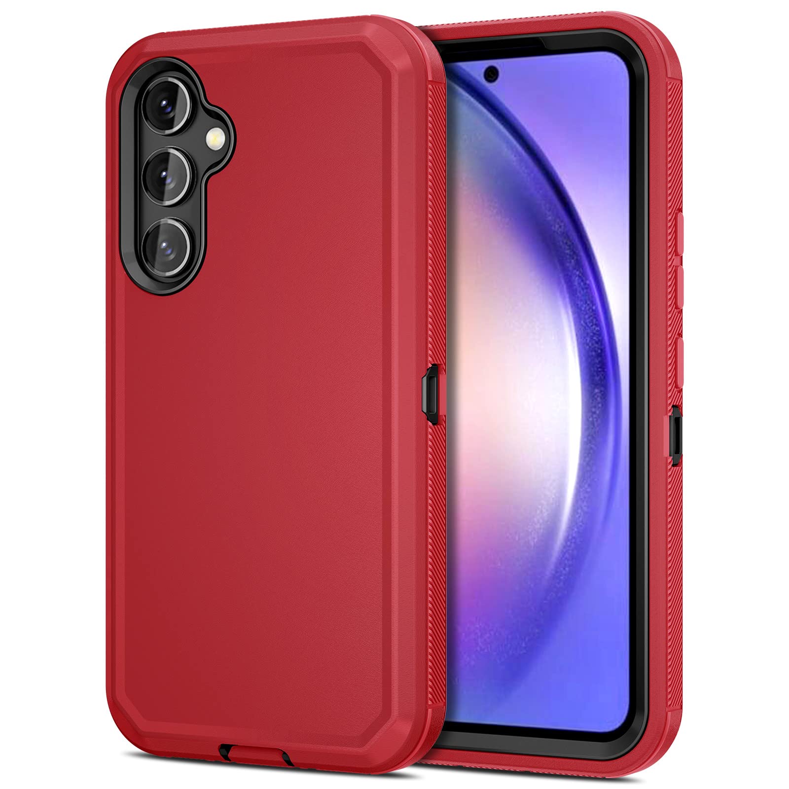 Jiunai for Samsung A54 Case Heavy Duty Dual Layer Shockproof Port Protection Sport Armor Cover Hybrid Rugged Matte Cover Phone Case for Samsung Galaxy A54 5G 2023 Red
