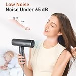 TANSHINE Professional Blow Dryer with LED lights,Ionic Hair Dryer,110000RPM High-Speed Ion Hair Dryer for Fast Drying,1600W Hairdryer with Magnetic Nozzle,Compact Hair Blower for Salon Travel,Grey