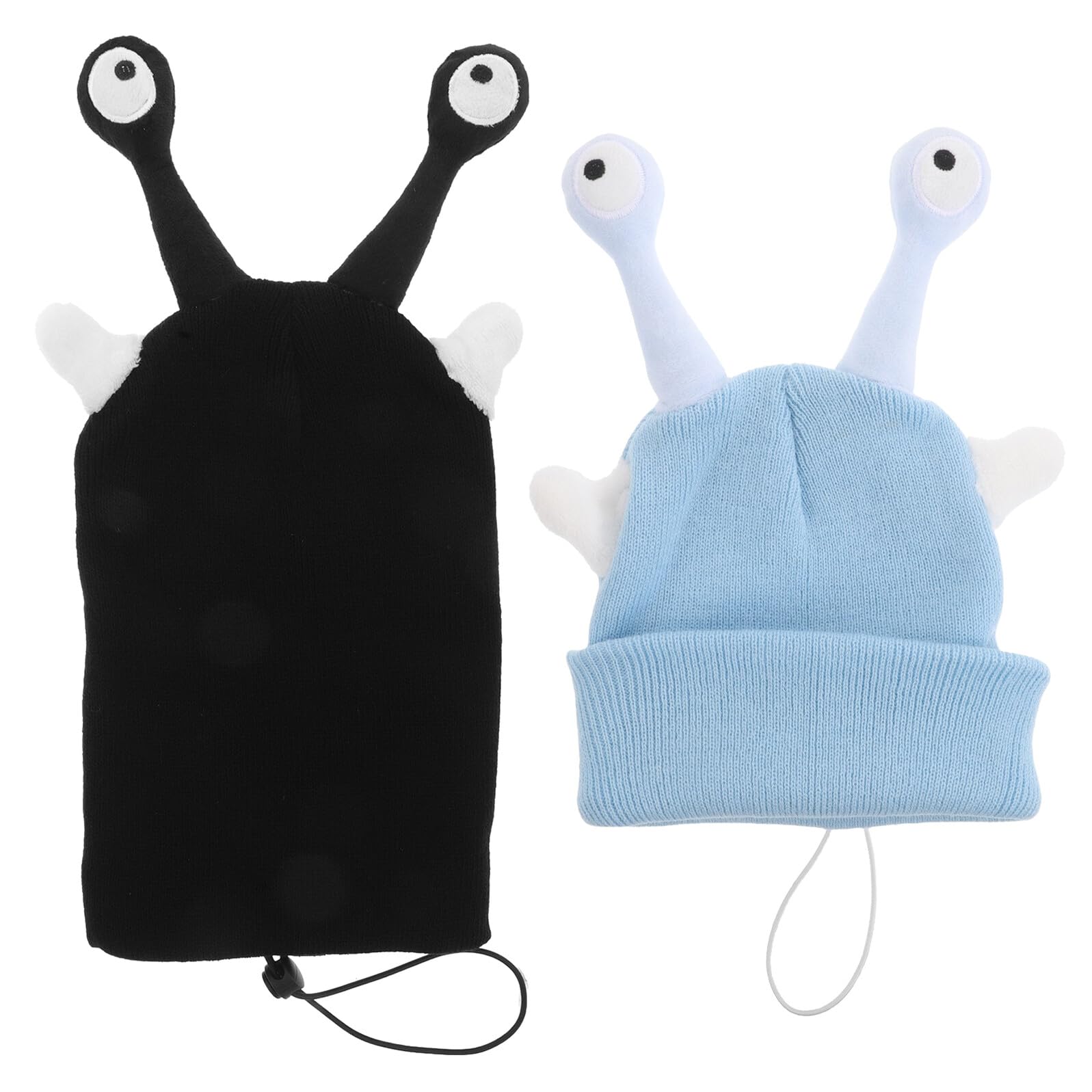 GALPADA 2 Pezzi Copricasco da Sci in Maglia con Antenne Alieno, Copertura Casco da Motocross e Bici Elastica, Accessorio Invernale Antivento per Sport sulla Neve e Moto