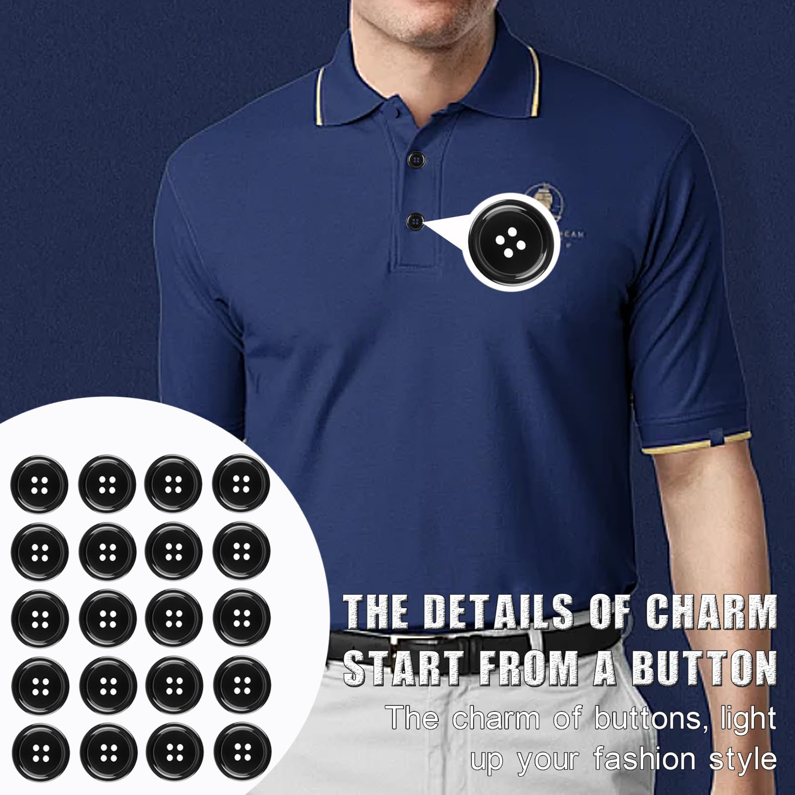 Lot De 20 Grands Boutons Ronds Noirs De 25 Mm - Pour Boutons