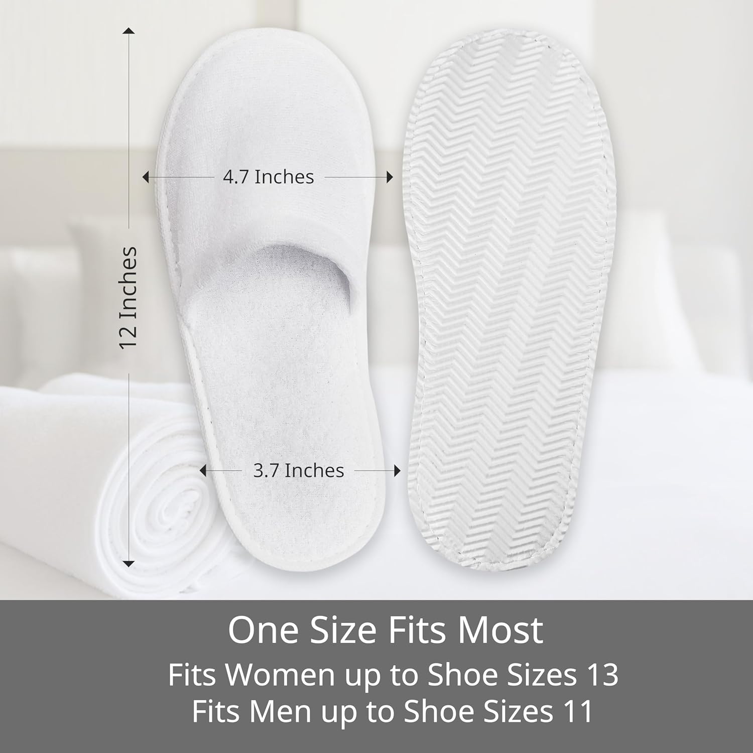 Winterlace Hotel Spa Slippers 24 Pairs Bulk Disposable Non Slip Travel Closed Toe Guest Unisex