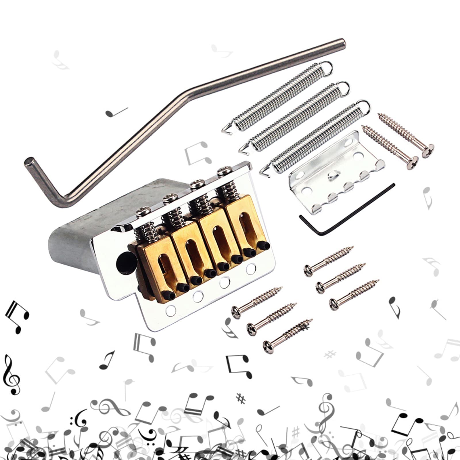 BaoFufc 4-String Guitar Tremolo Bridge With Mounting Screws Kit Guitar Tremolo System Replacement For Box Guitar Projects Bass Guitar Accessories Gifts