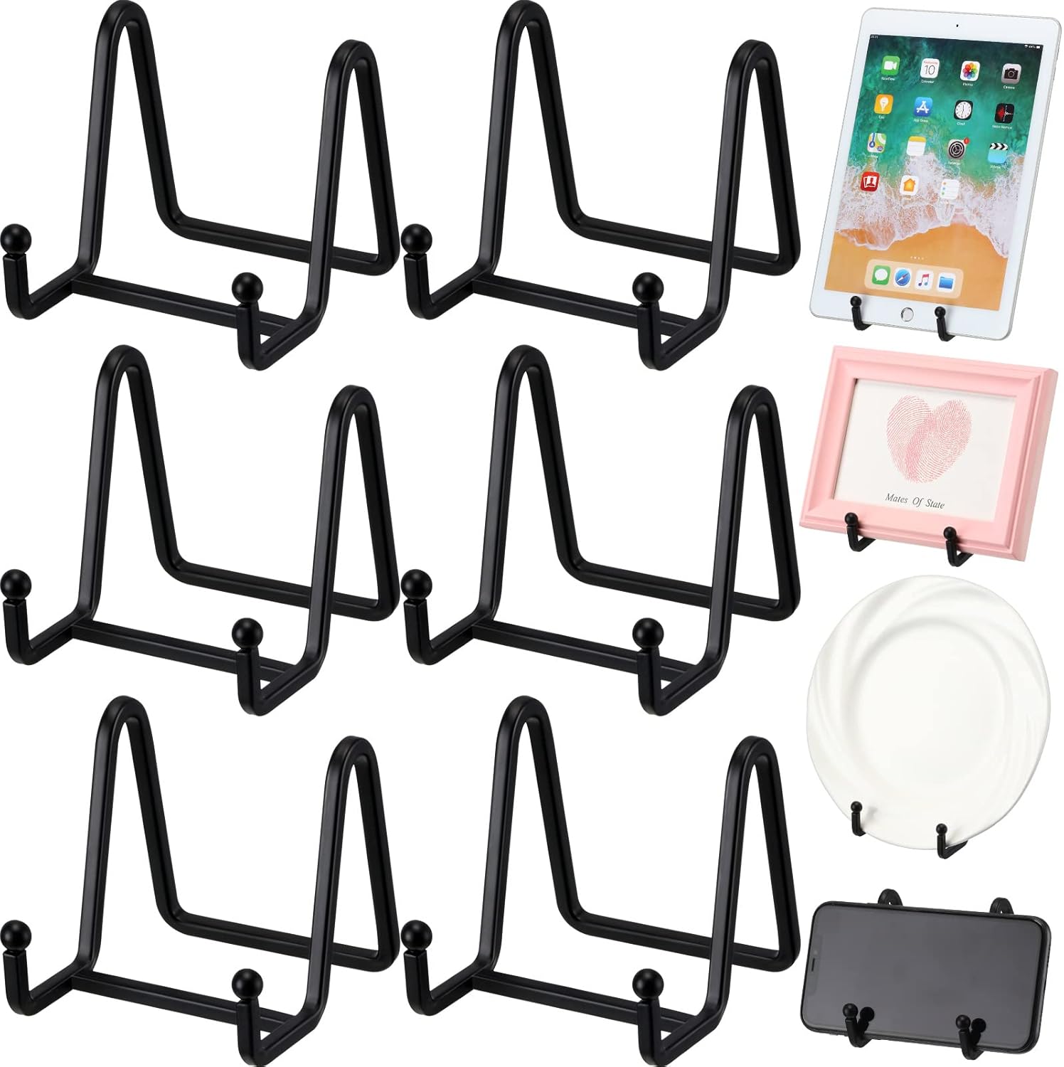 6 Pcs 3 Inch Metal Plate Stands for Display Black Plate