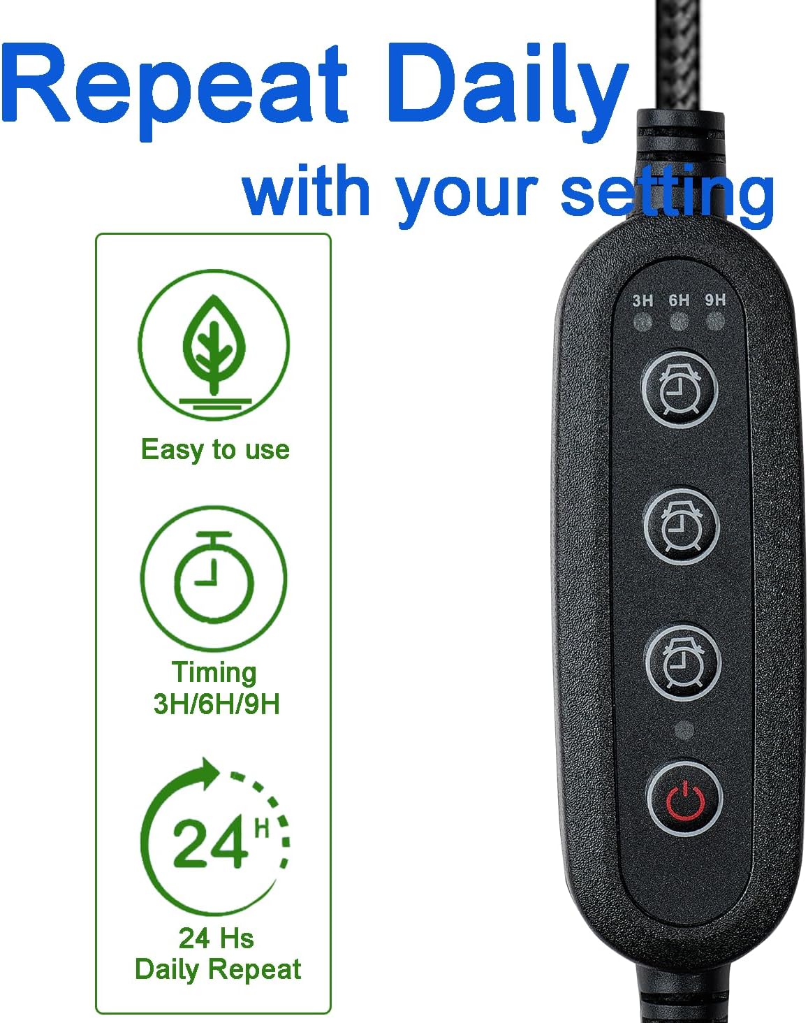 Hanging Grow Light for Indoor Plants, Full Spectrum Growing Plant Lamp with Timer,Decorative Pendant Plant Light Garden, Flowers, Greenhouse (Black)