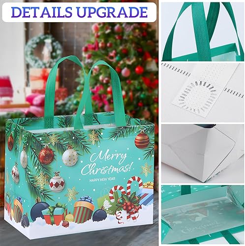 Miniatura 2 de 8 bolsas de Navidad para regalos, bolsas reutilizables de Navidad no tejidas con asas, bolsas de Navidad multifuncionales para envolver regalos,