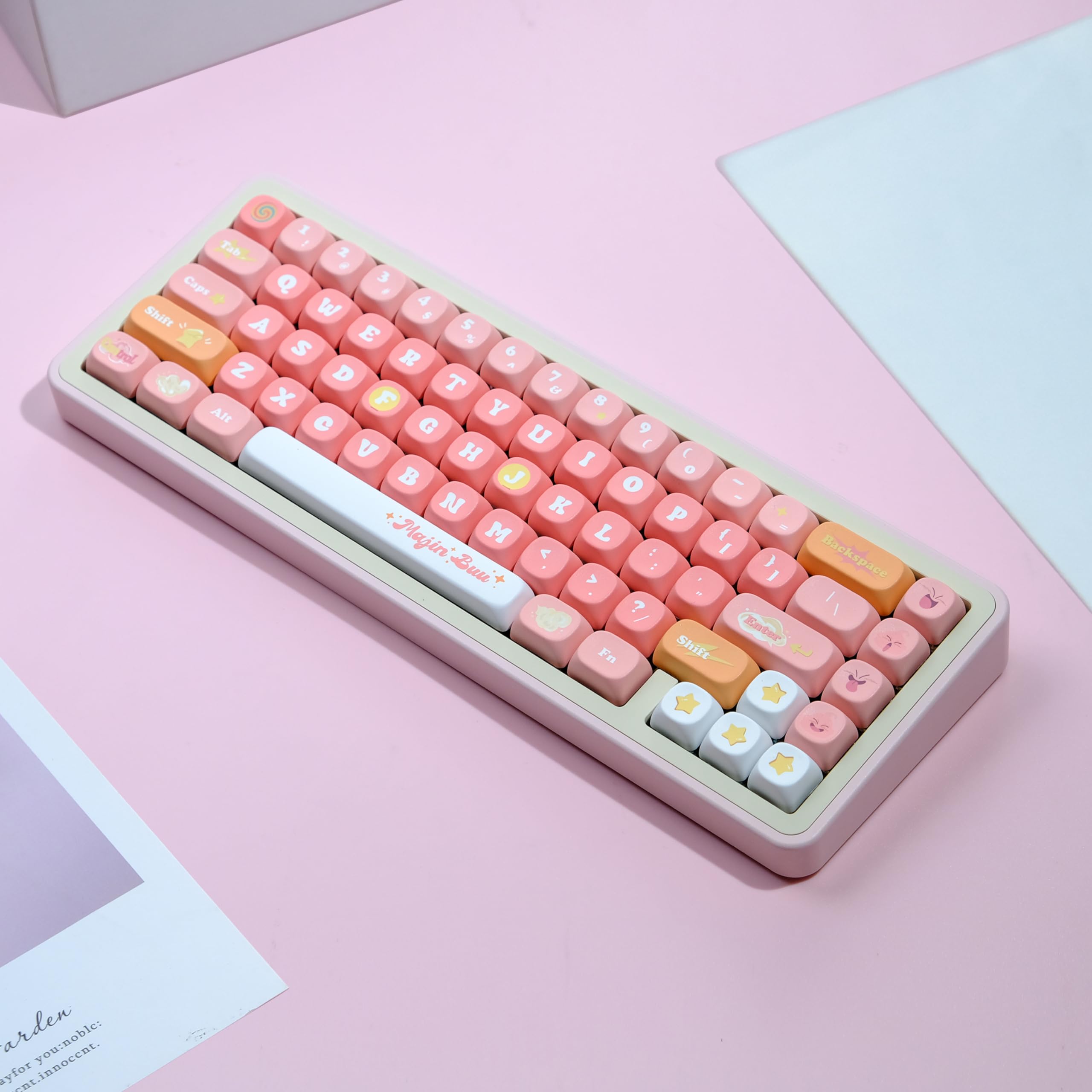 ZXMICYFA PBT Keycaps,126 Keys Dye-Sublimation Orb Theme Cute