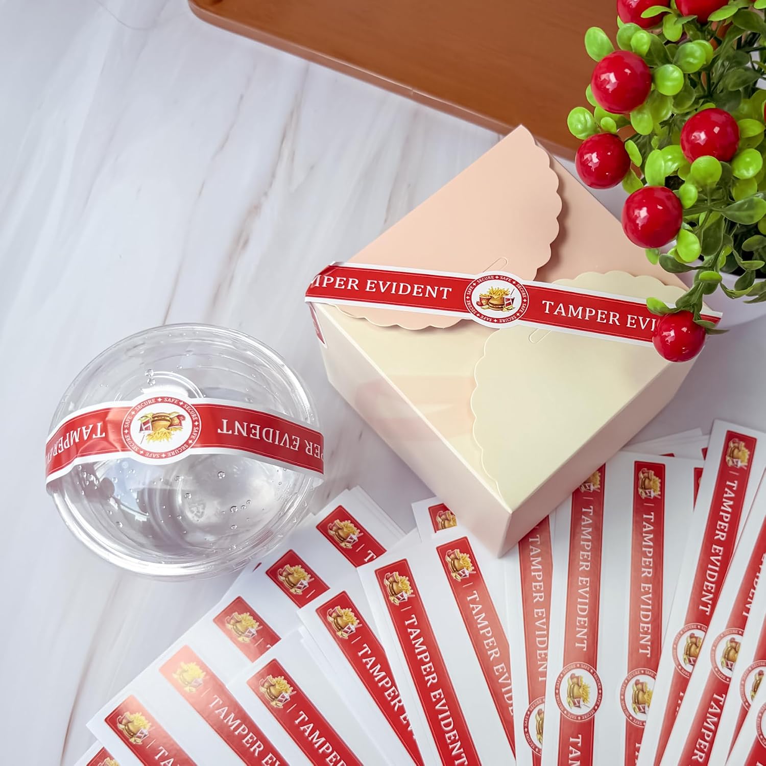 200Pcs Tamper Evident Stickers 1x9 Inch Red Safe Secure Tamper Proof Label