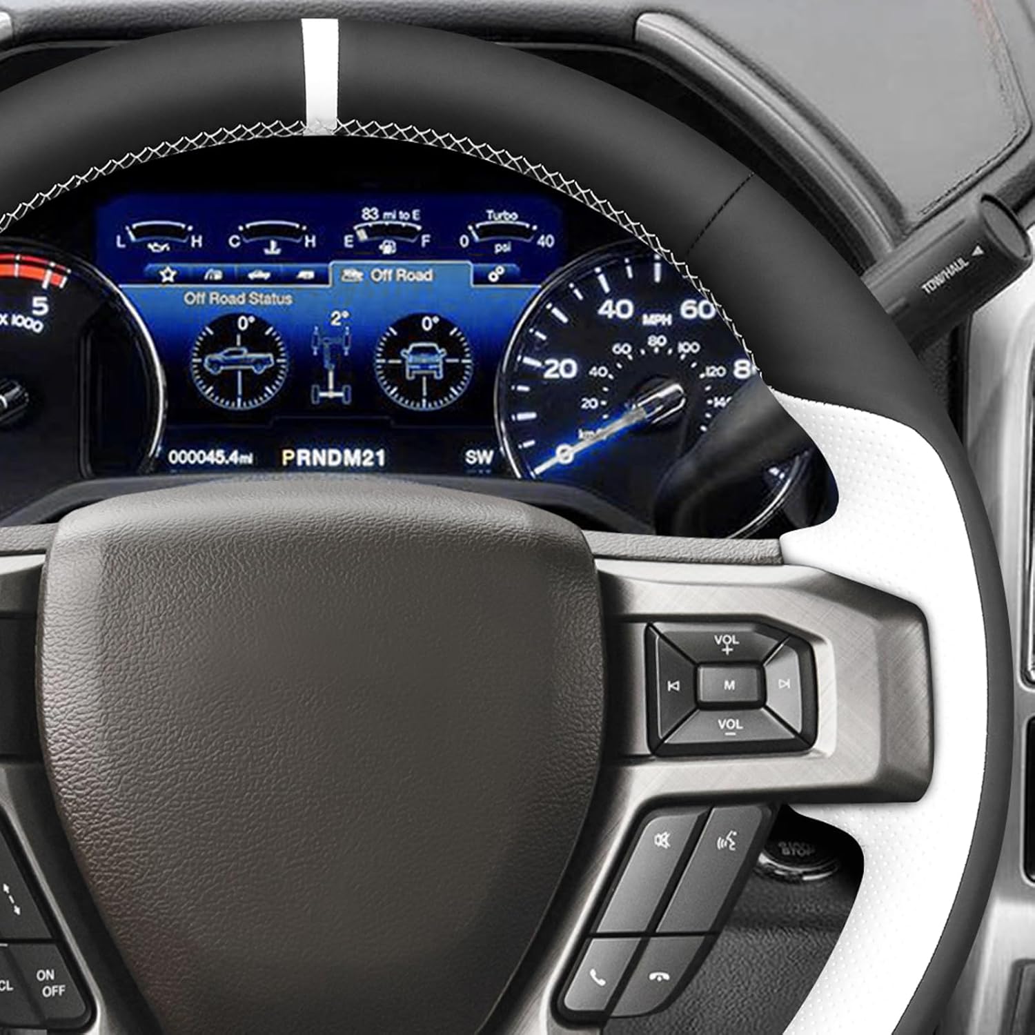 MEWANT Hand Sewn 3D Style Steering Wheel Cover Wrap for Ford F-150 F150 2015-2020 / F-250 F250 2017-2022 / F-350 F350 2017-2022 / F-450 F450 2017-2022 / Expedition 2018-2021