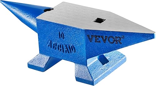 Miniatura 8 de VEVOR Yunque de un solo cuerno, 22Lbs Yunque de acero Herrero para la venta Herramientas de acero de forja con agujero redondo y cuadrado y equipo