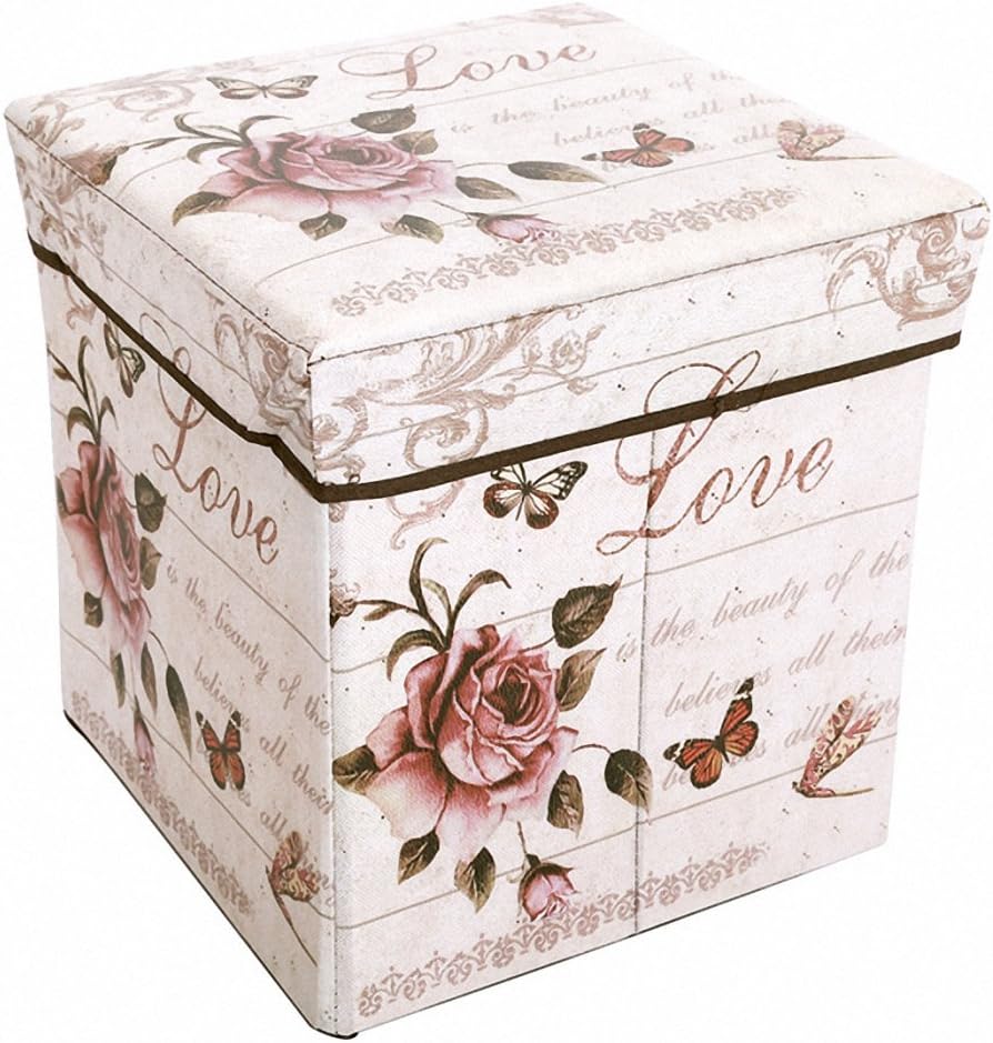 Retro Multifunctional Storage Ottoman, Foldable Non-woven FabricsFootrest Stool Seat with Organizer for Coffee Table,Camping Fishing