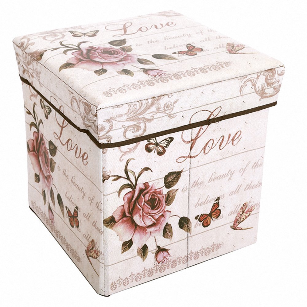 Retro Multifunctional Storage Ottoman, Foldable Non-woven FabricsFootrest Stool Seat with Organizer for Coffee Table,Camping Fishing