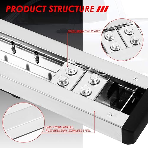 Miniatura 3 de Auto Dynasty Estribos de barra lateral de panal de abeja de 5 pulgadas compatibles con Toyota Tundra DoubleCrew Cab 07-21, acero inoxidable, cromo
