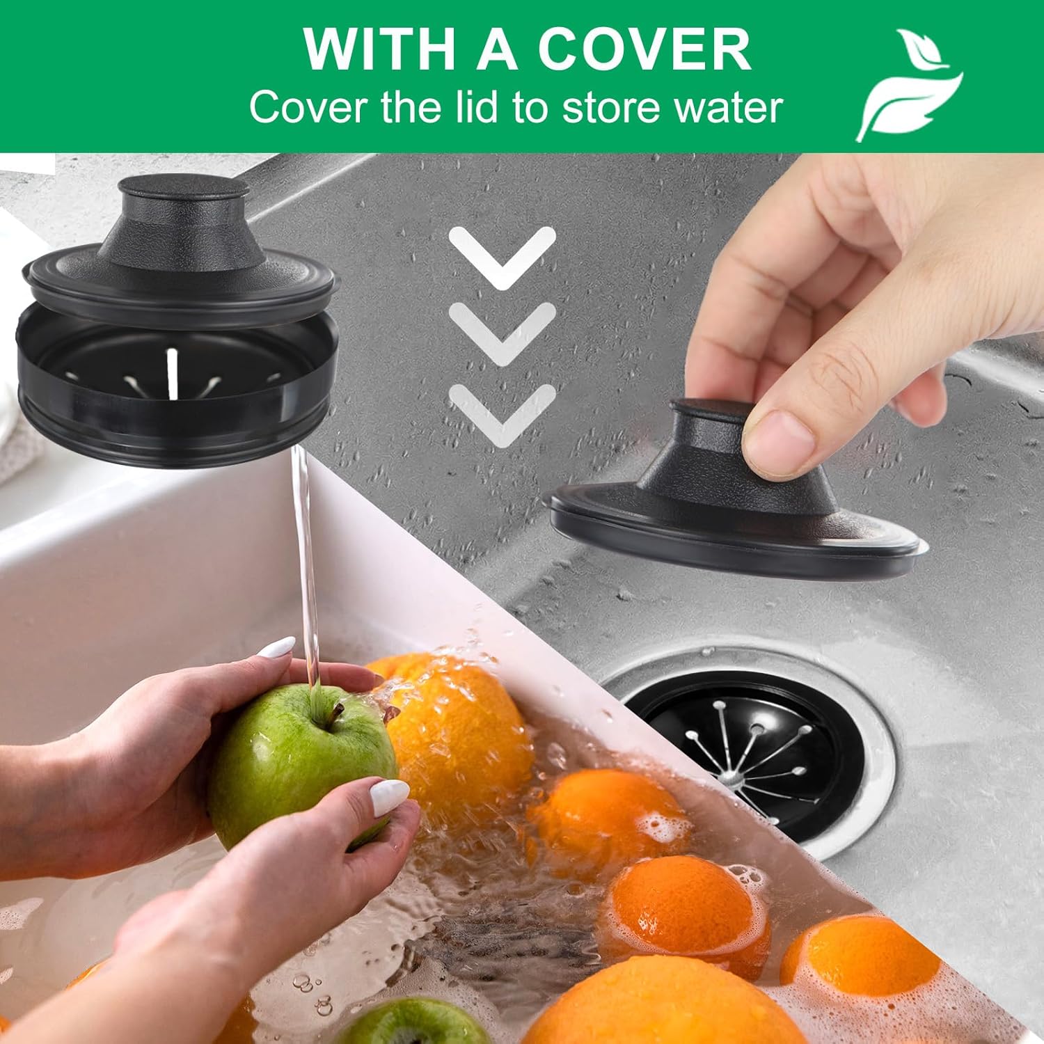 Garbage Disposal Splash Guard with Cover – 3-3/8 Inch Rubber Drain Stopper for Kitchen Sink, Fits Whirlaway/Waste King/GE, Prevents Water Splash & Clogs, Heavy-Duty Anti-Splash Guard (3-3/8 Inch)