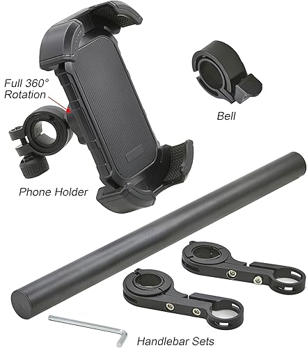 Miniatura 3 de Extensor de manillar de bicicleta con soporte para teléfono, barra de extensión de aluminio de 11.9 pulgadas, se adapta a barras de 18 a 1.339 in,