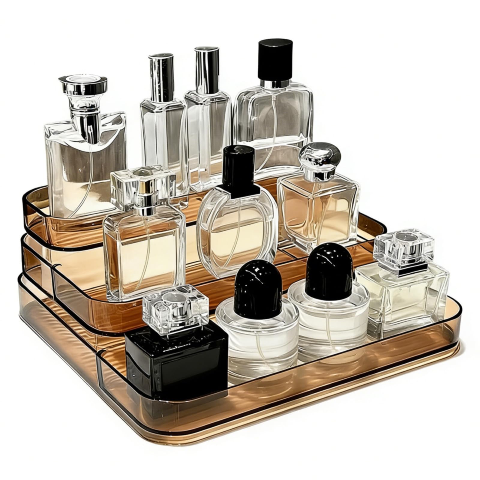 SXTDKMJ 3 Tier Acrylic Display Stand, Perfume Organiser Trinket Shelf for Craft Fairs Collectibles Spices Cupcake Plant
