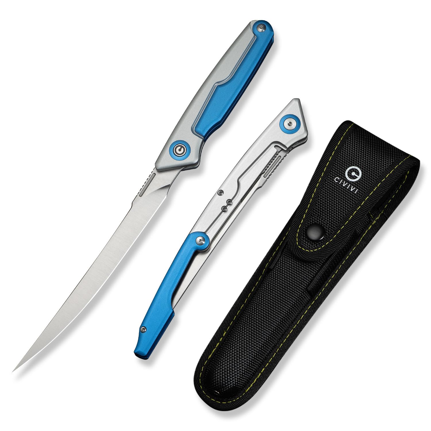 CIVIVI Shawka Folding Fillet Knife, Fish Fillet Knife 5.81" 14C28N Blade, Foldable Aluminum Handle with Handle Lock for Outdoor Fishing, Includes