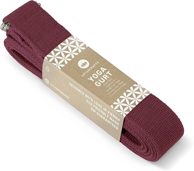 Lotuscrafts yoga belt - 100% cotton (KBA) - for better stretching - for beginners and advanced - yoga belt with metal buckle [250 x 3,8 cm].