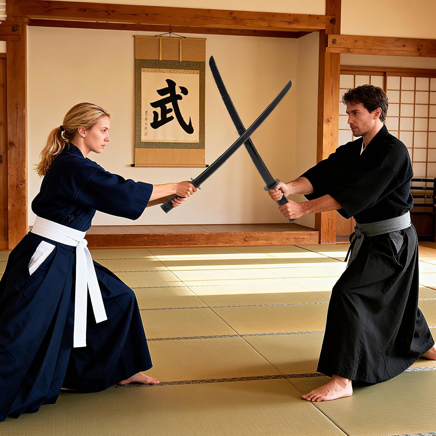 2Pcs 3D Printed Gravity Retractable Samurai Sword Model Toys, Telescopic Plastic Fake Katana Sword Toy, Ninja Martial Arts Weapons for Play Fighting, Halloween Cosplay, Samurai Costume Accessory