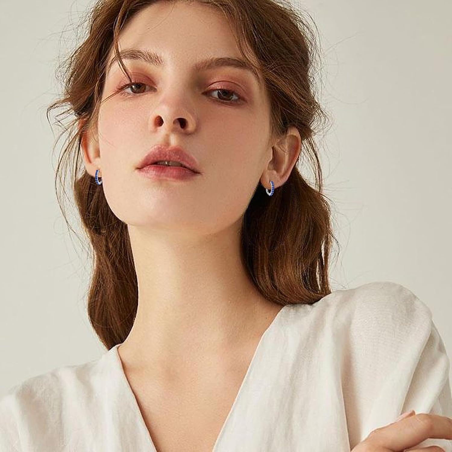 Birthstone Huggie Hoop Earrings for Women 925 Sterling Silver White/Yellow Gold Plated Small Hoop Earrings Everyday Jewelry Gift for Her