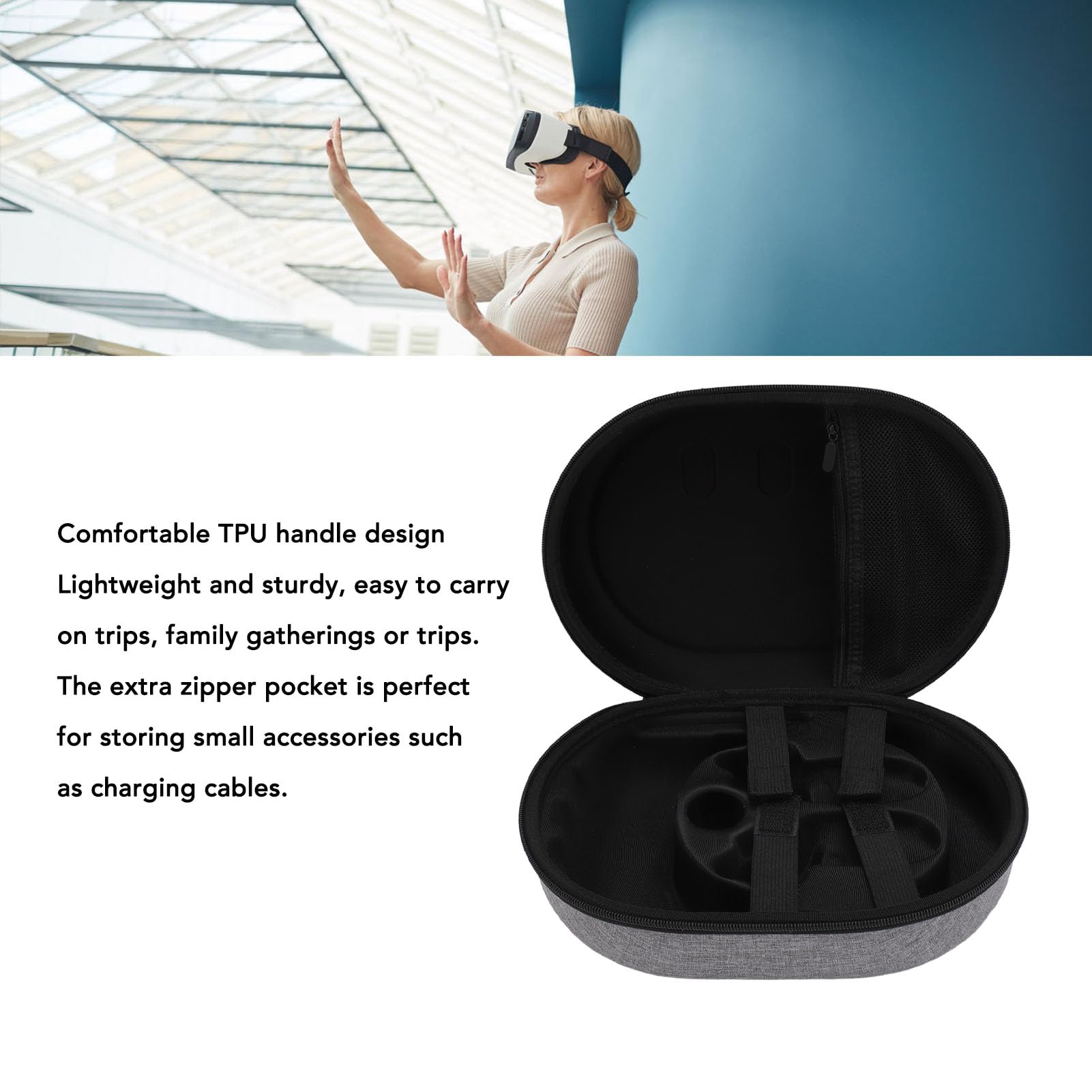 Custodia Rigida per Meta 3, Custodia Protettiva da Viaggio a Borsa Portatile per Cuffie VR, Custodia per Controller Touch con Doppia Cerniera, Assorbimento degli Urti