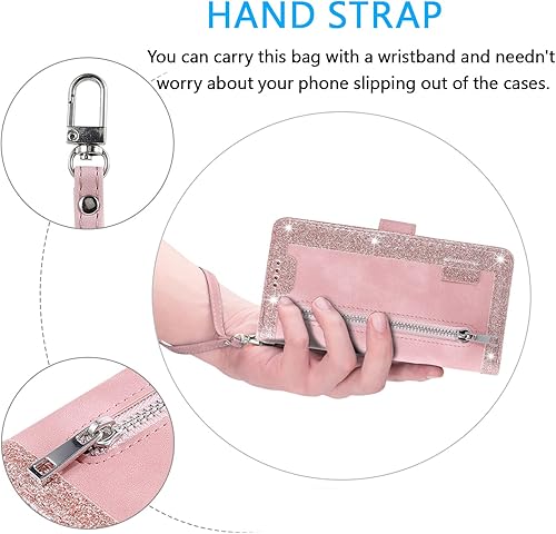 Miniatura 29 de UEEBAI Funda para Samsung Galaxy S21 FE 5G, 9 ranuras para tarjetas, cartera de cuero retro a prueba de golpes, con correa de mano, ranuras