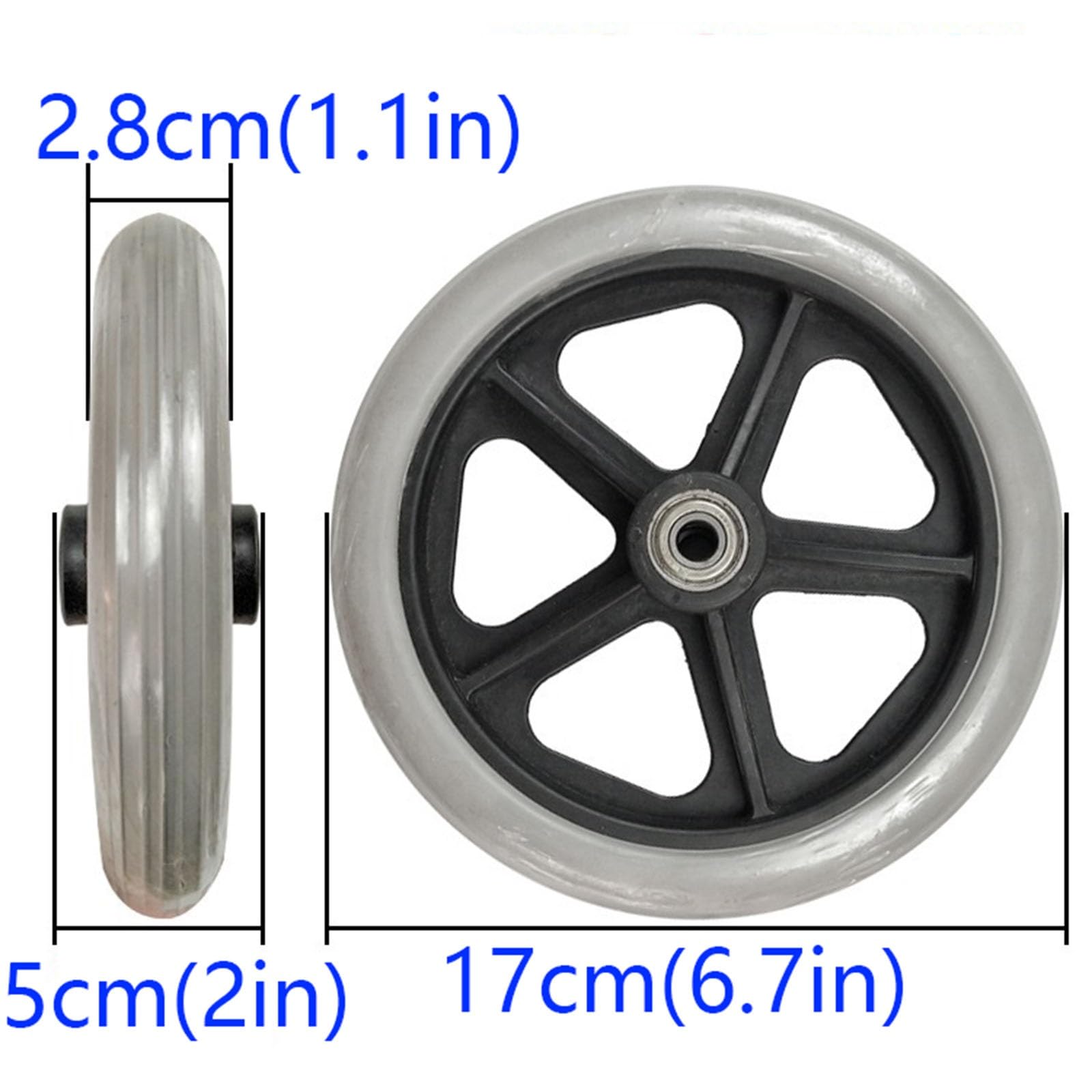LHX Wheelchair Accessories Wheels Wheelchair Universal Wheels 7-inch Front Wheels A Pair of Solid Front Wheels Strong and Durable