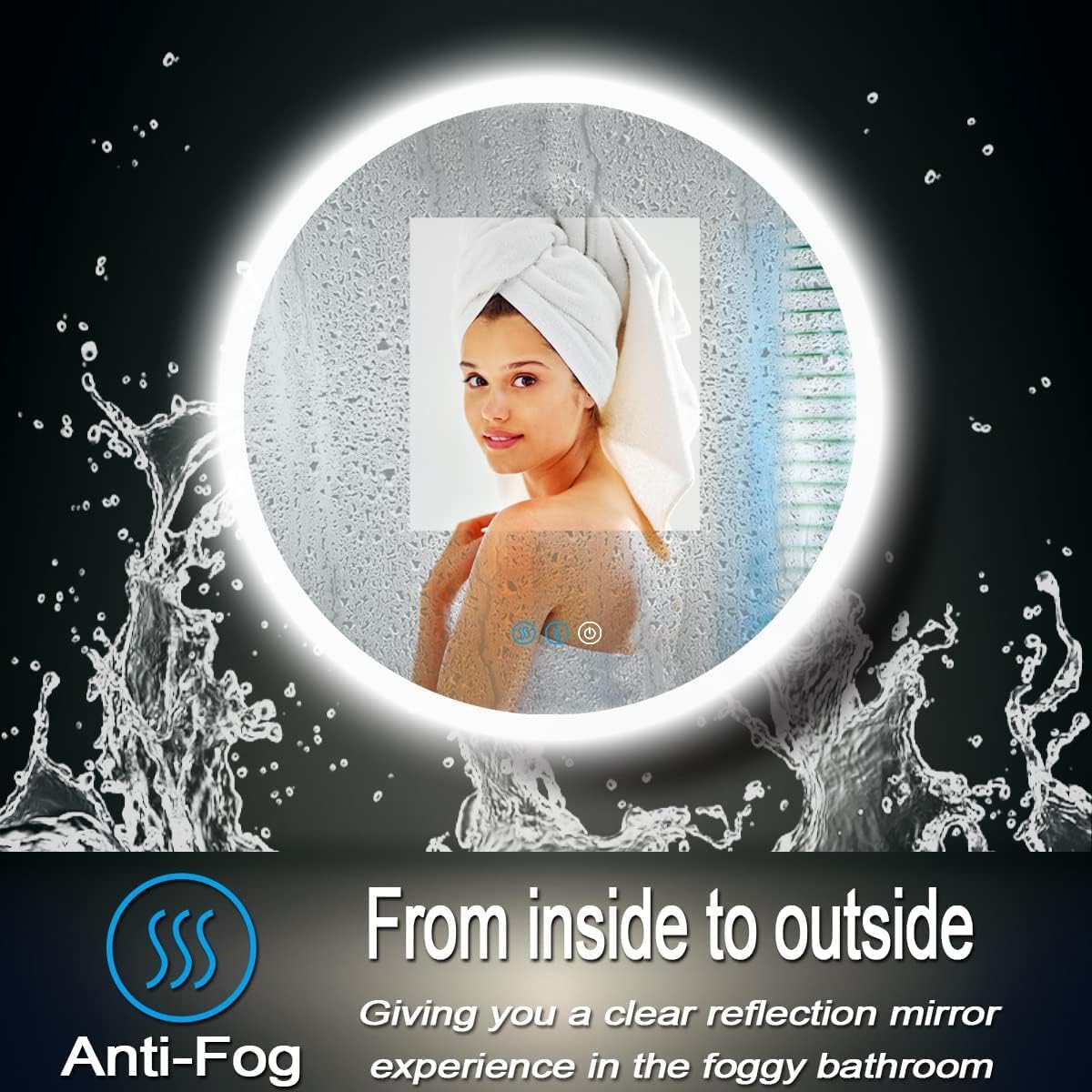 THEKLA 36 inch Backlit Round Lighted Mirror for Bathroom Makeup Wall LED Circle Round Vanity Mirror with Lights Backlit Smart Memory 3 Color Dimmable AntiFog 36" Frameless LED Circle Light up Mirrors