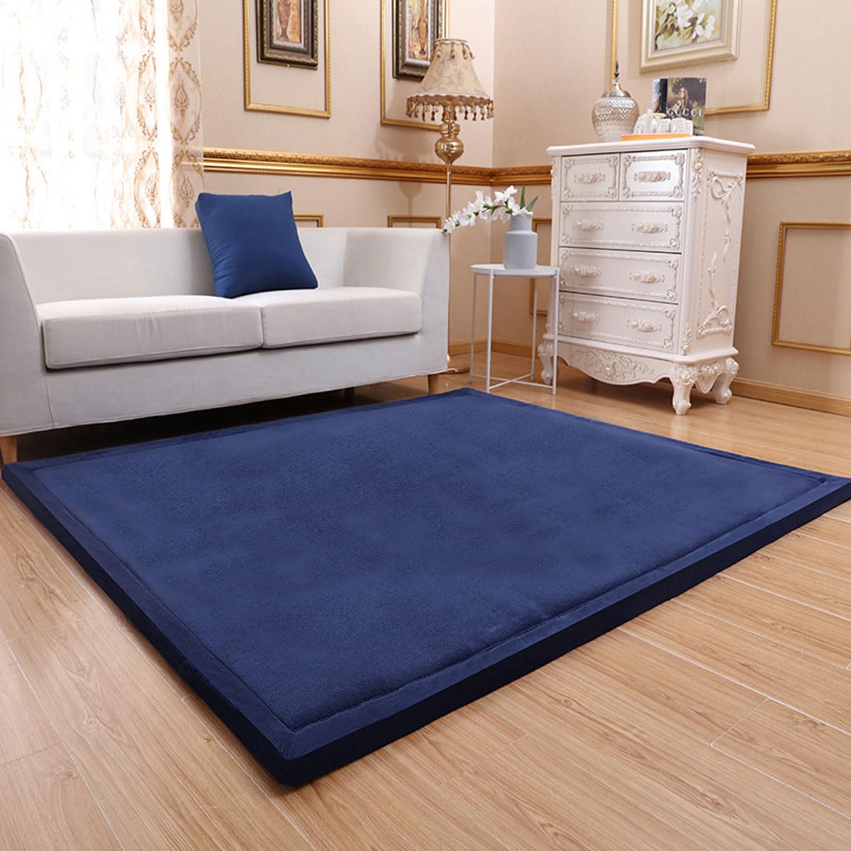 Single tree forest Large Area Rug, 2cm Thick Kids Carpet, Solid Color-Navy Blue-60 * 120cm