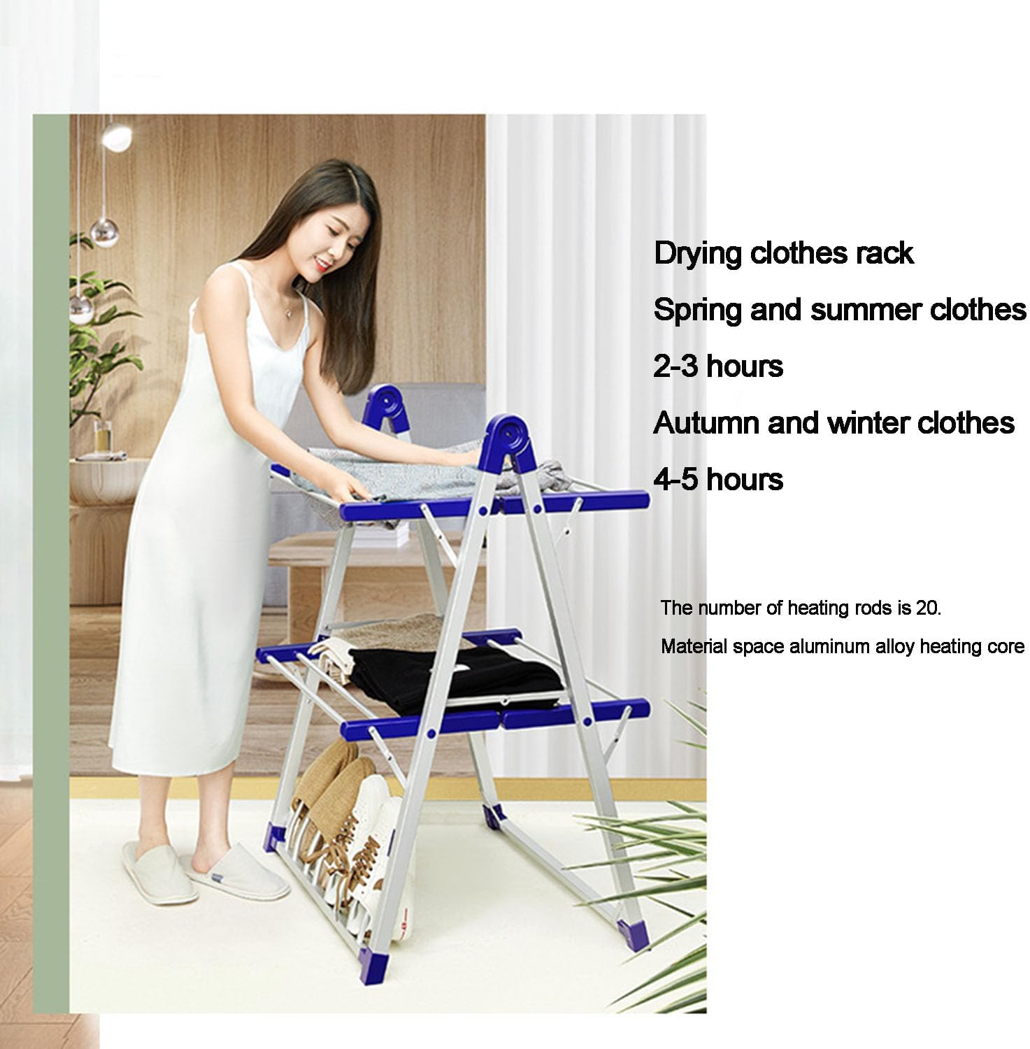 Heated Clothes Drying Rack Heated Electric Clothes Dryer2 TierFoldable DryingRack, Aluminium Drying Rack, Energy Efficient, Garment Dryer for Indoor,Shoesdryingrack