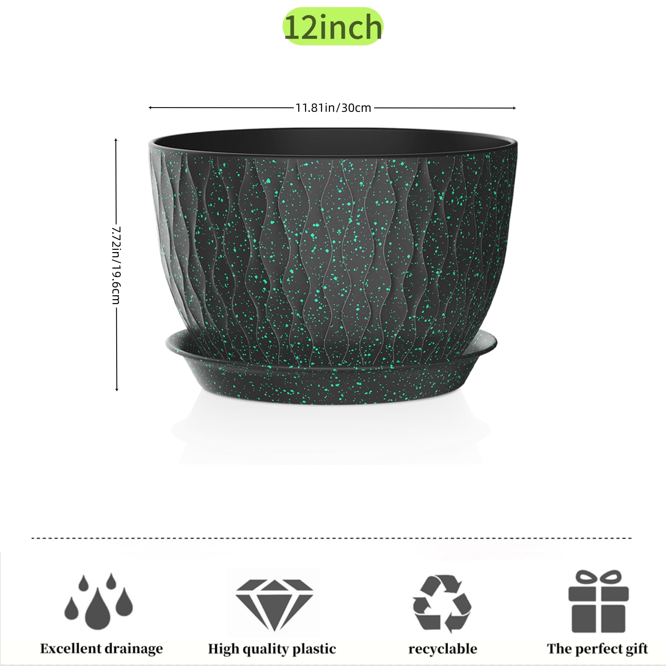 Snapklik.com : SQKH 12 Inch Plant Pots, Large Flower Pots For Indoor ...