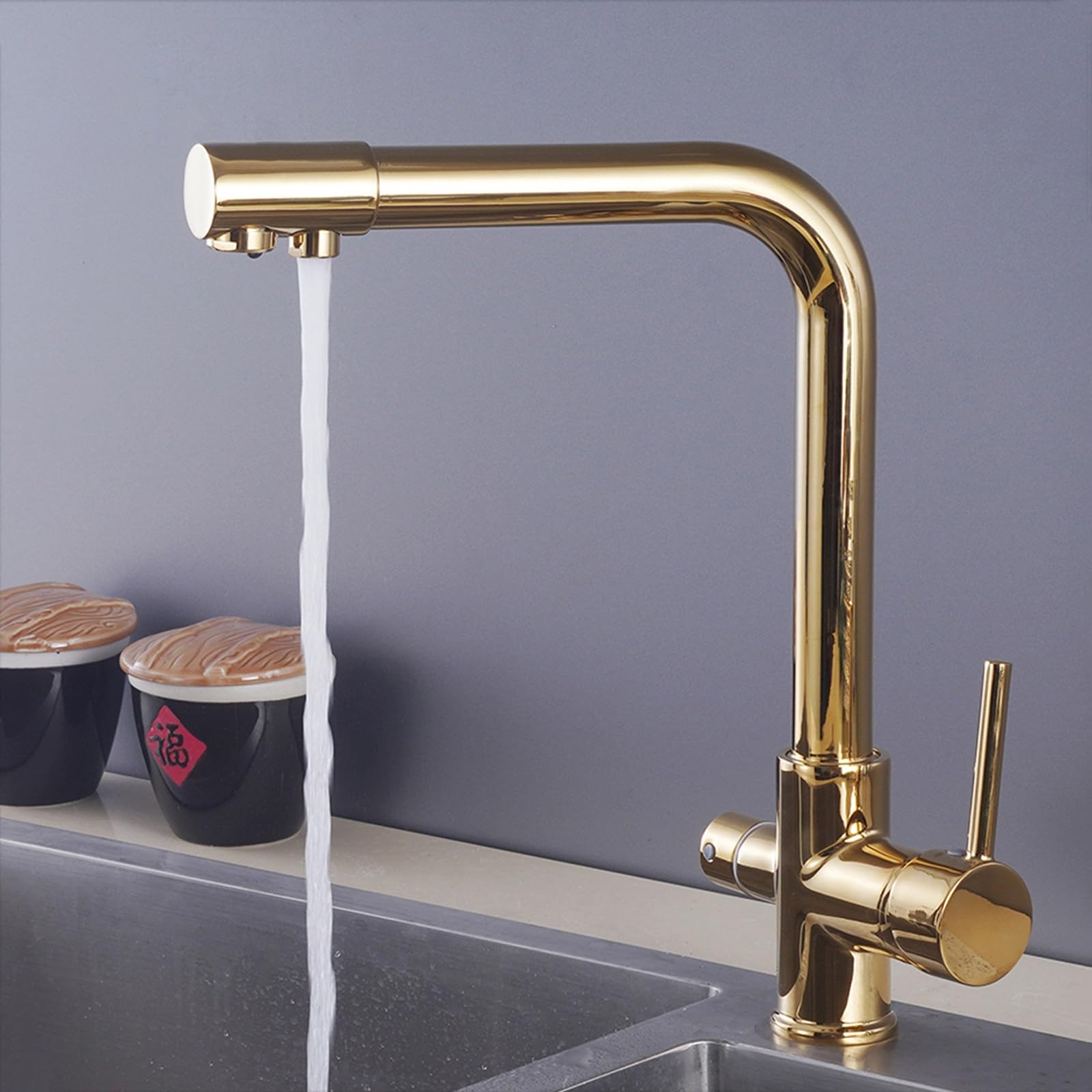 Robinet de cuisine 3 en 1 mitigeur eau filtrée pour évier