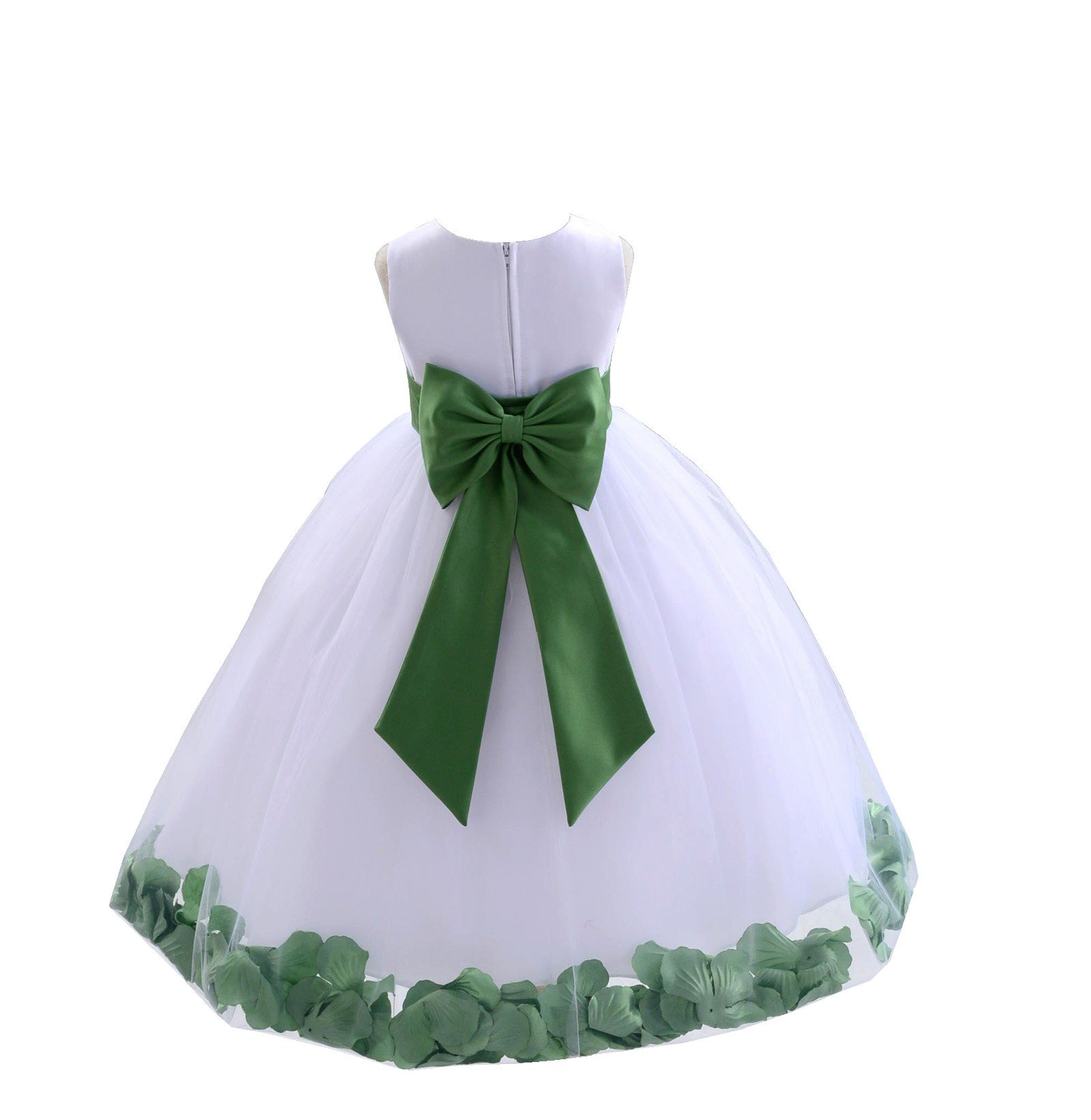 White Tulle Rose Petals Flower Girl Dress Tulle Dress Christening Dress 302T 4