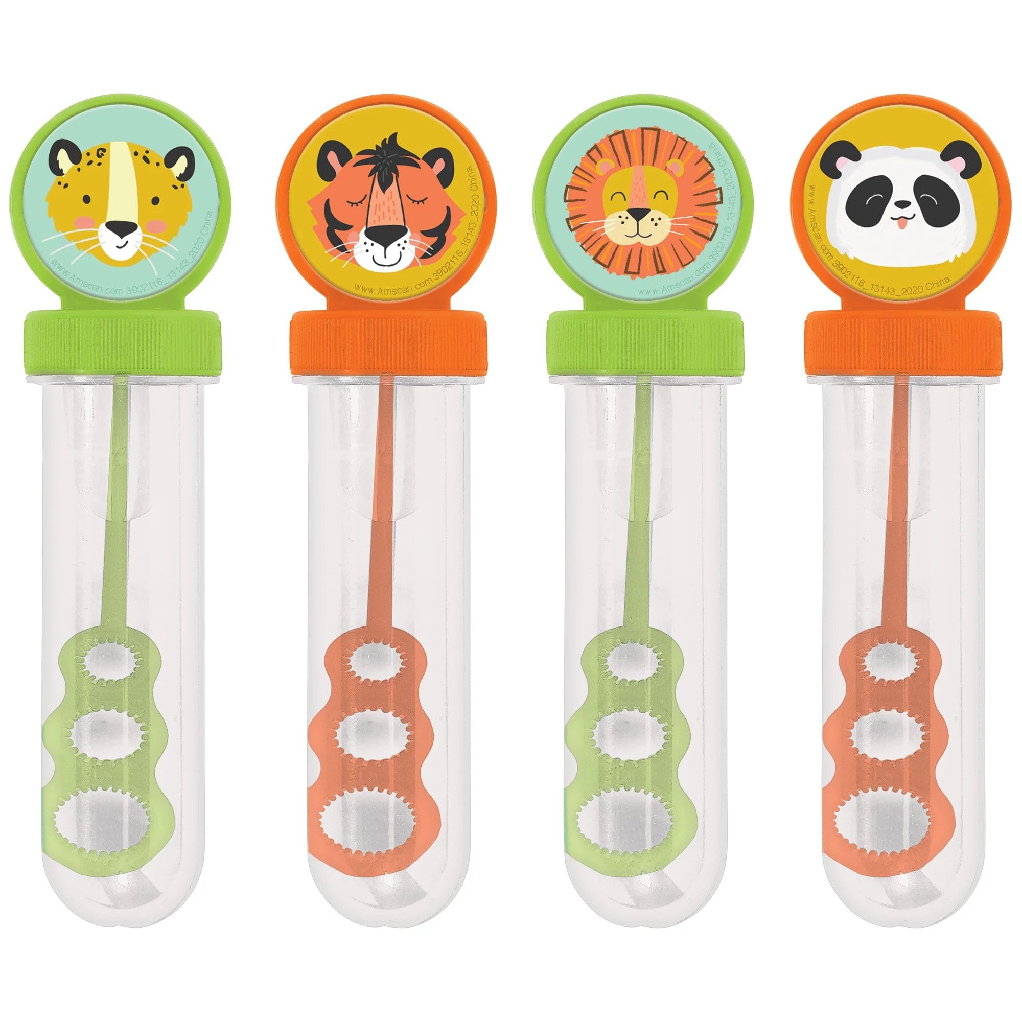 amscan Animals Head Bubble Plastic Tubes - 1 oz. | Assorted Design | Pack of 4