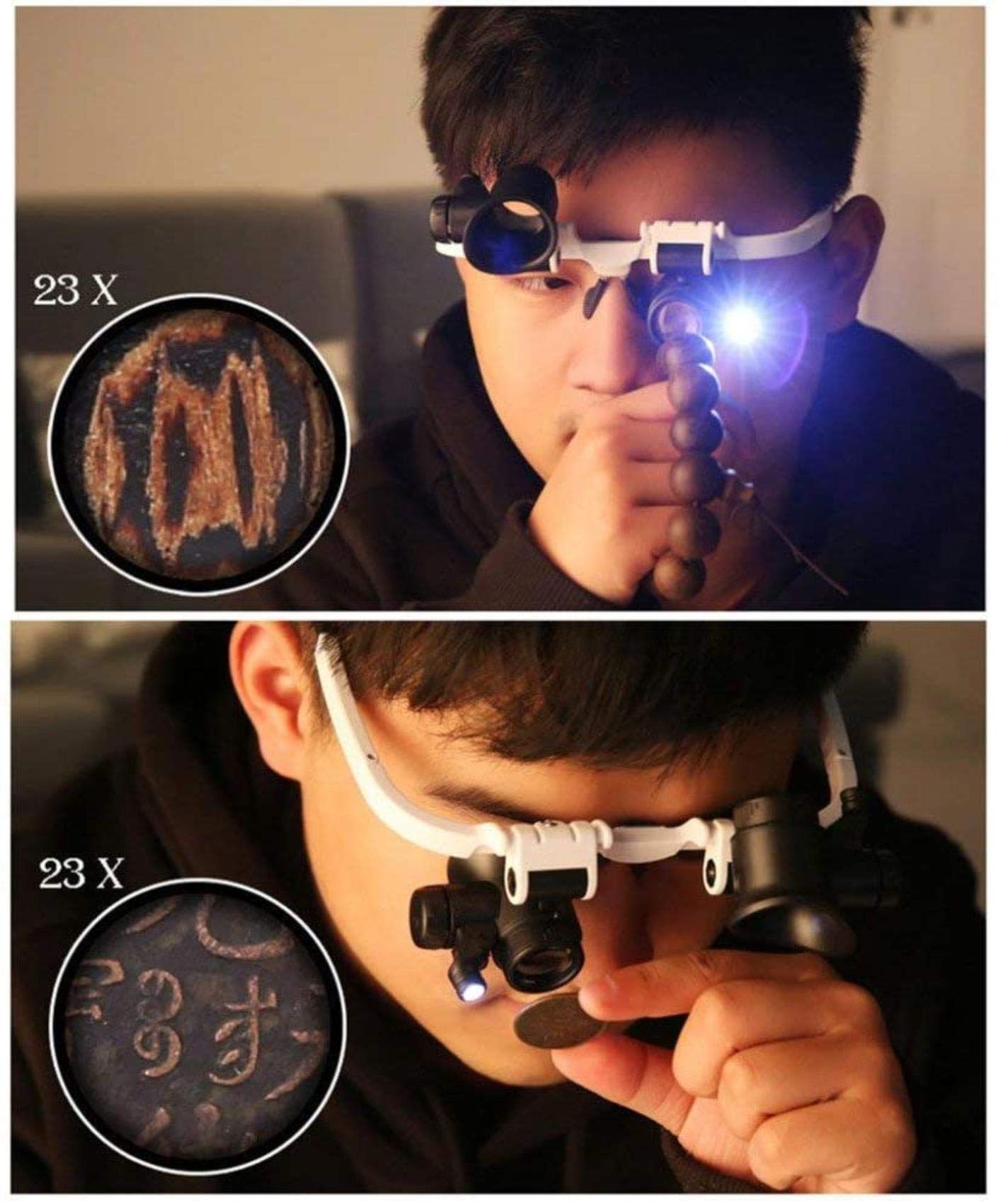 Gafas De Lectura HD 23X 8X con Luz Led para Ancianos, para Leer Libros, Identificar, Reparar Relojes Y Lupas.