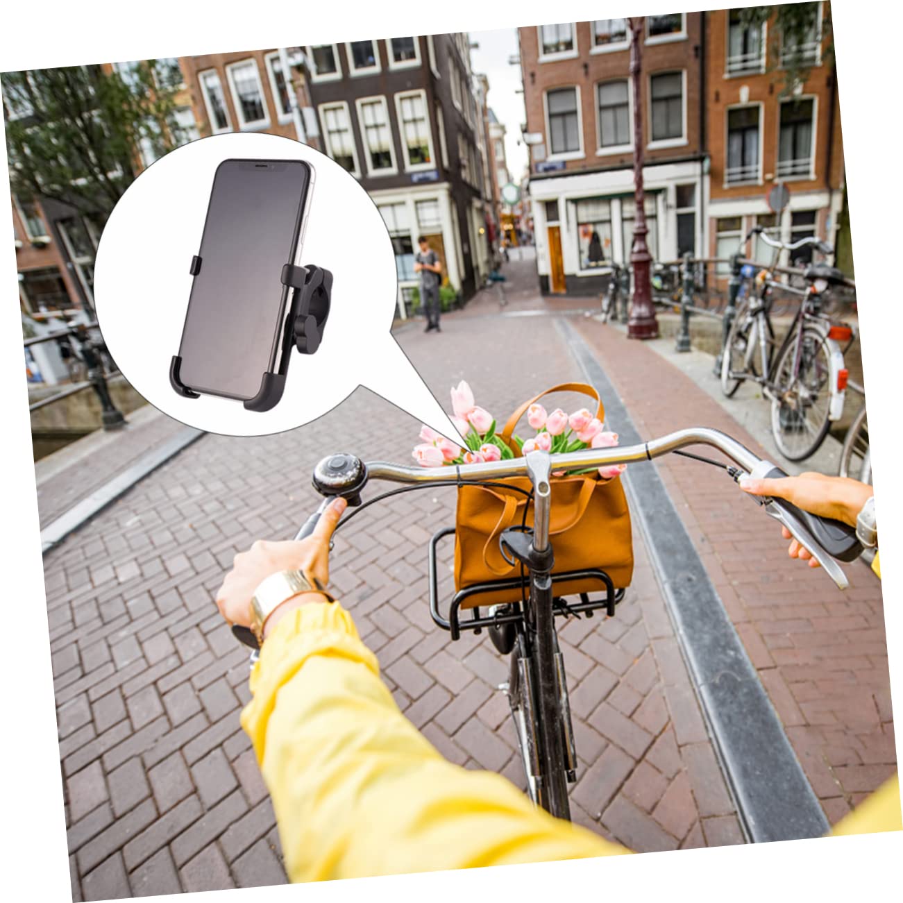 Supporto per Telefono da Manubrio in Lega Fessura Forma di U Design Girevole Gradi Adatto per Bicicletta e Moto Manubrio per Telefono e Navigatore