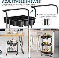 Vista 4 de Azmall Carrito utilitario de 3 niveles con ruedas – Carrito de almacenamiento con ruedas – Carrito de almacenamiento con ruedas – Carrito