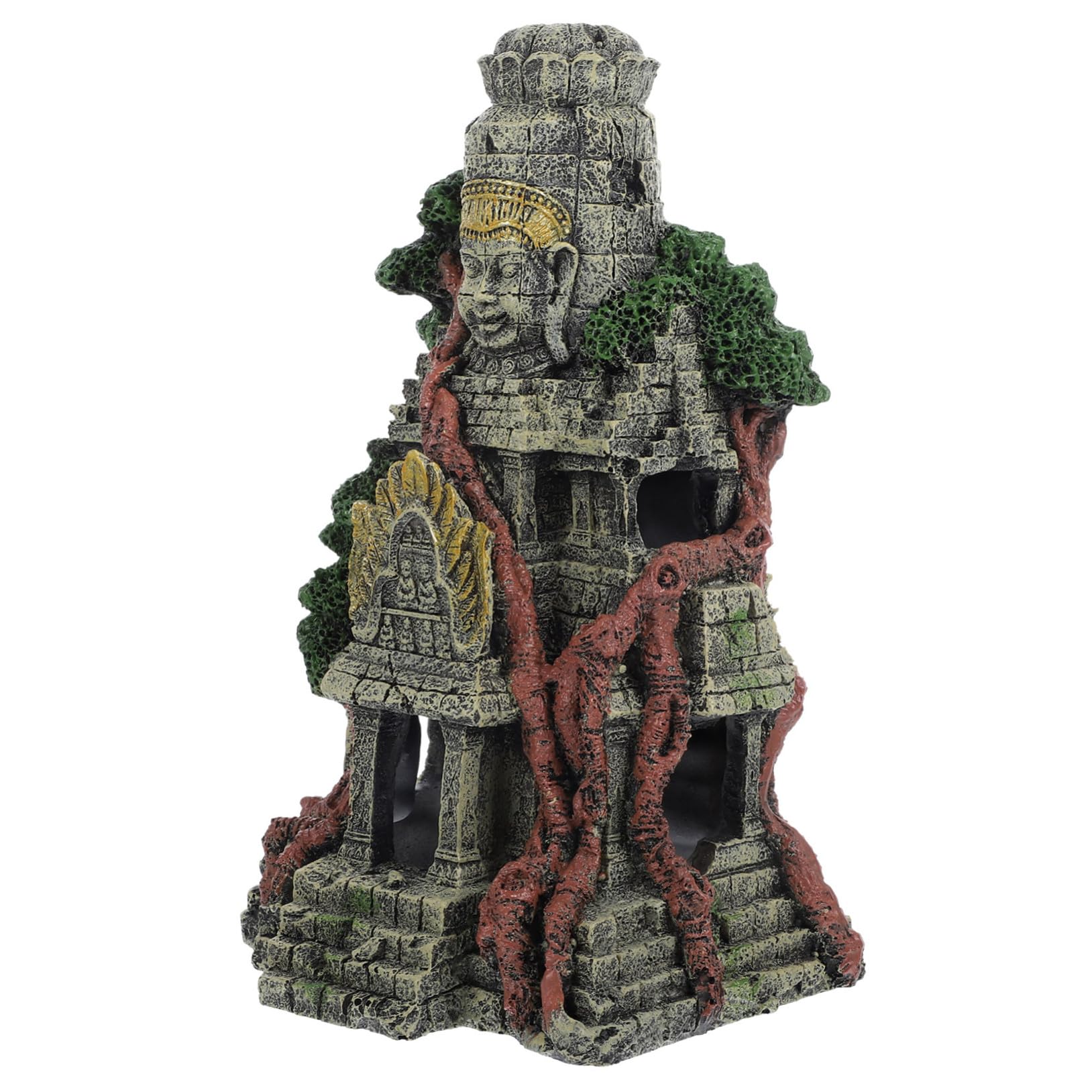 VICASKY Décoration Aquarium Temple Résine Ornement Paysager Cachette pour Poissons Facile à Nettoyer Aspect Réaliste pour Bassin Douce