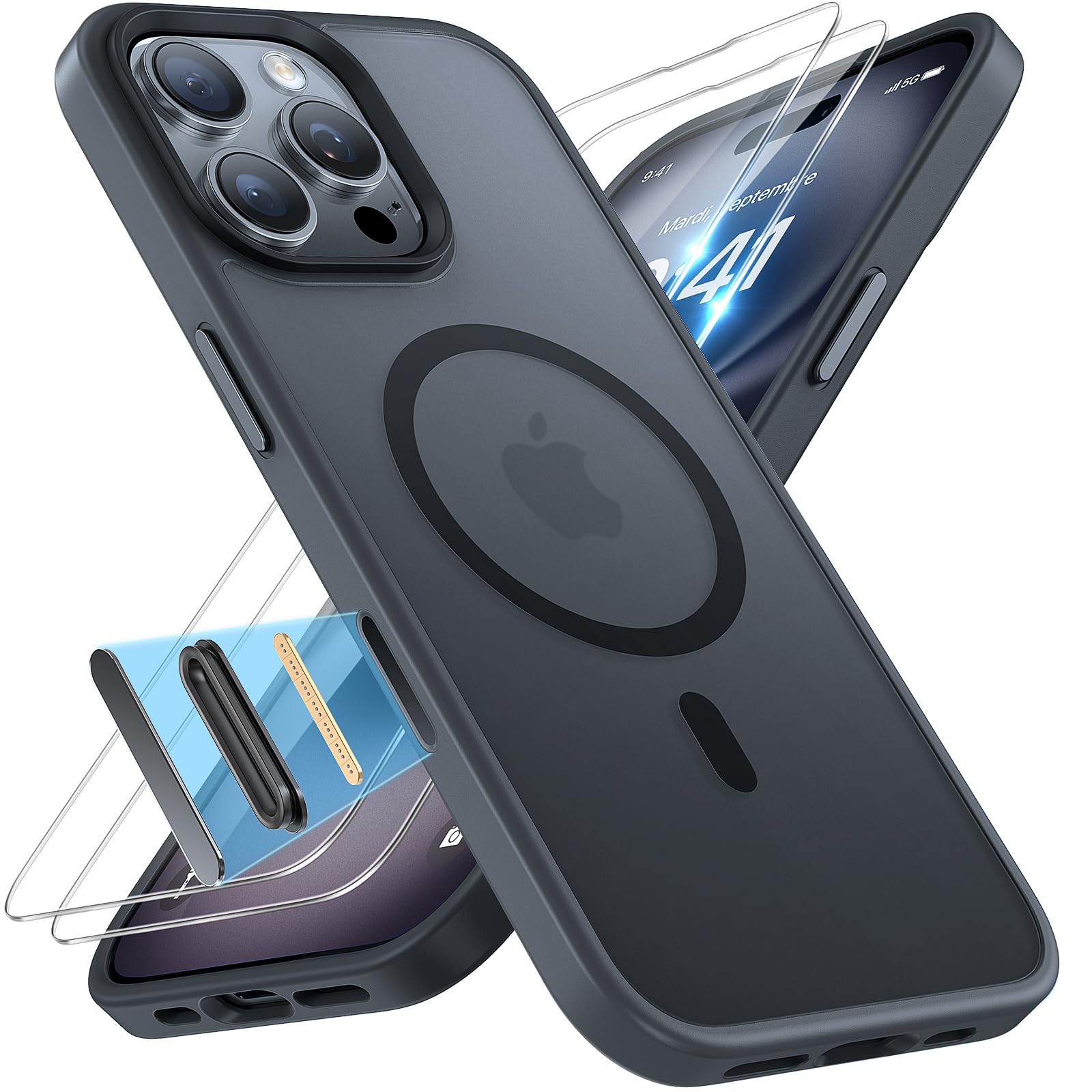 Miracase Magnetisch für iPhone All Series Hülle mit Magsafe [TOP Militärschutz & Magnetkraft] Stoßfest Kratzfest mit Samtiger Haptik Extrem Langlebig Handyhülle für iPhone