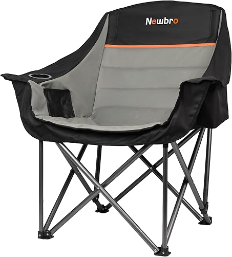 Miniatura 8 de Paquete de 2 sillas de camping grandes y resistentes con bolsas enfriadoras, sillas de camping portátiles plegables XL totalmente acolchadas para