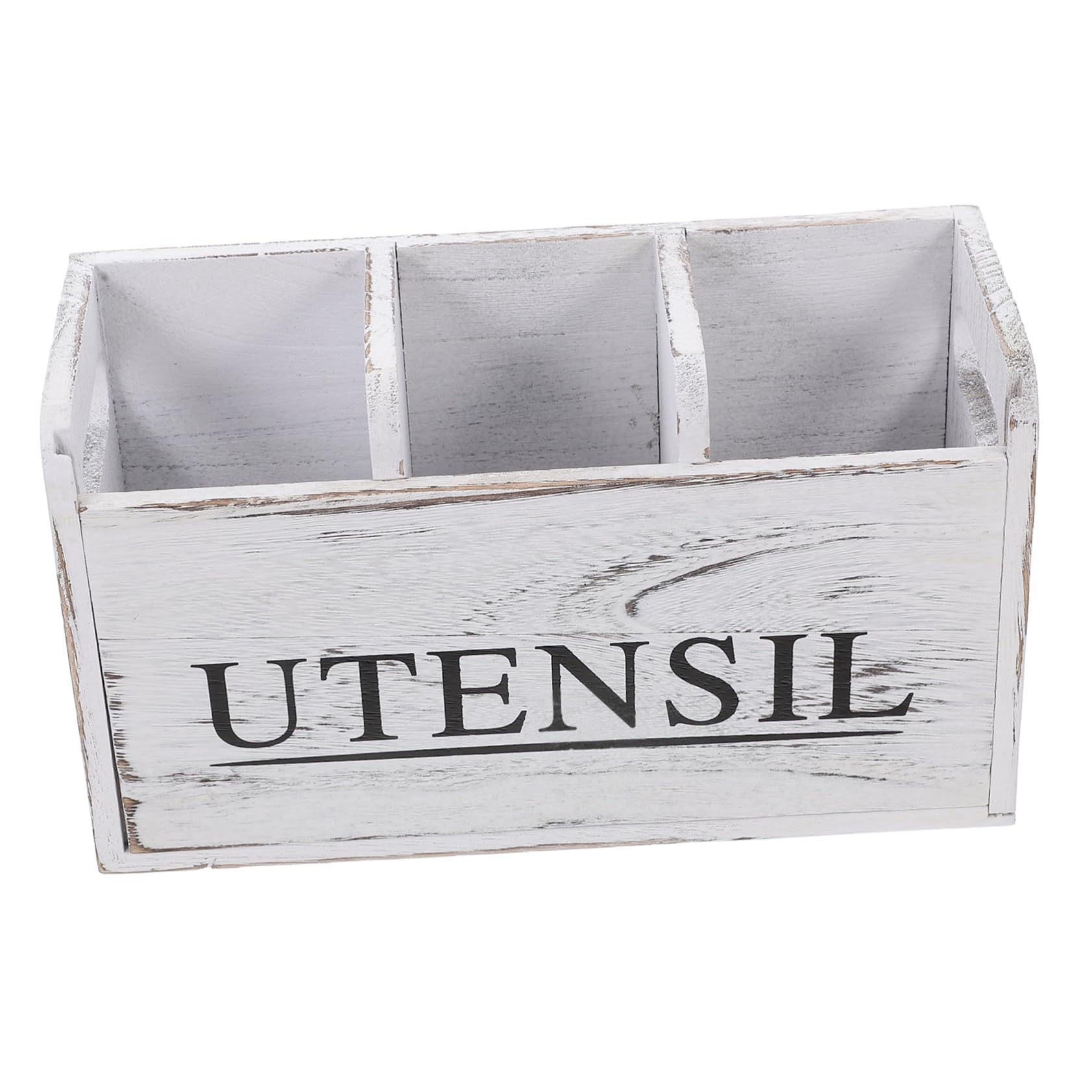 OUNONA Kitchen Cutlery Storage Basket Counter Top Organizing Utensil Holder Wooden Kitchen Utensil Storage Compartments