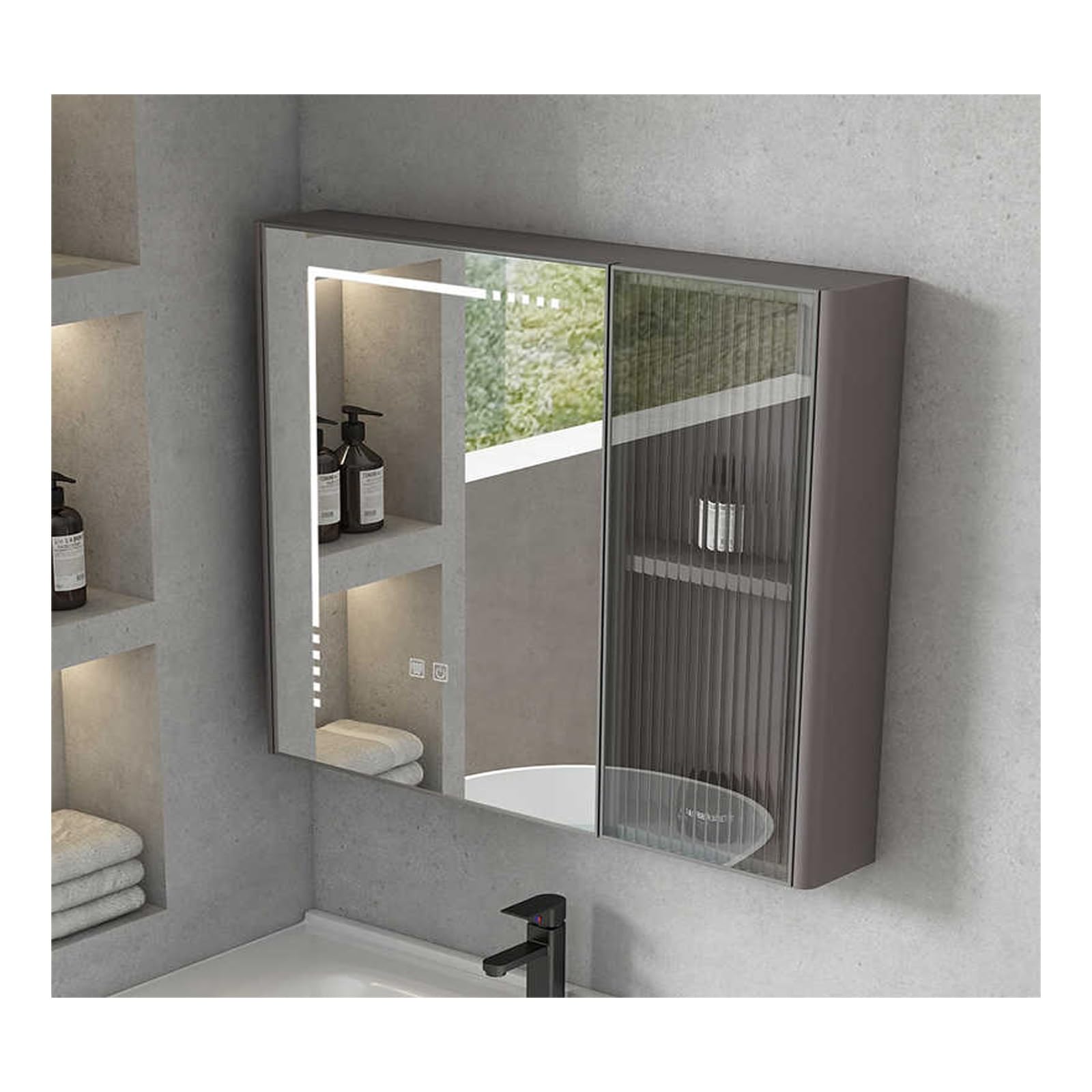 FLYIODFCXV bathroom mirror cabinet, Large Storage Capacity, High-Definition Mirror(65 * 65cm/25.6 * 25.6in)