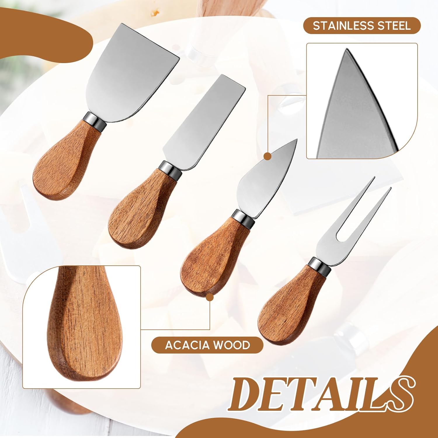 Hushee 42 Pcs Charcuterie Boards Accessories with Magnetic Acacia Wood Holder Wooden Cheese Knife Set for Wood Handle Butter Knives for Cheese Knife Slicer with Tongs, Spoons, Forks, Honey Dipper