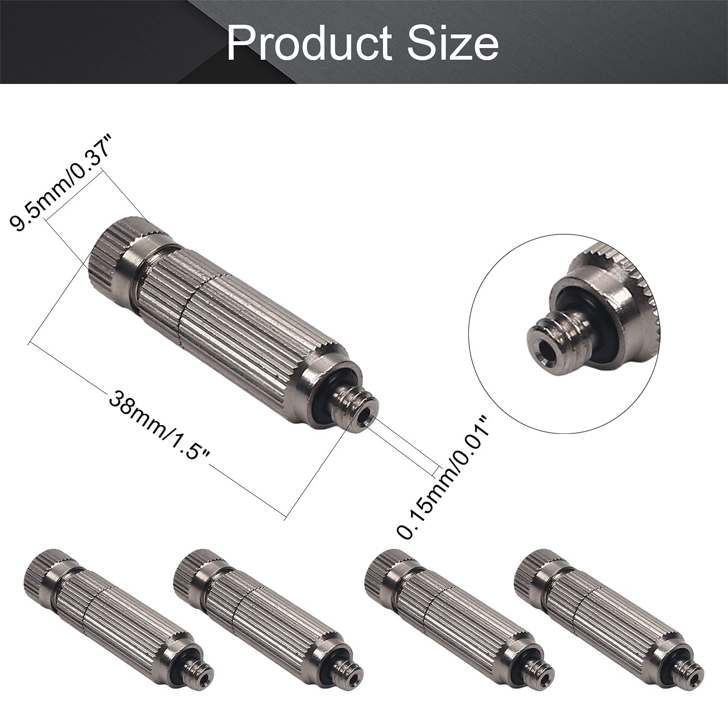 0.15mm Orifice Diamètre 38mm Longueur Laiton Brume Buse Ton Argent 5PCS