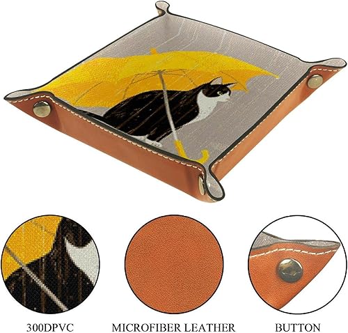 Miniatura 3 de Soporte de bandeja de valet de cuero Bandeja de escritorio de oficina para gatos, organizador de almacenamiento de escritorio para llaves, teléfono