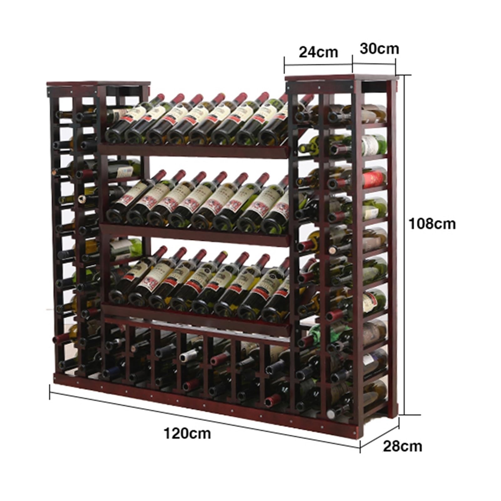 Botellero Enfriador de vino de pie: estante para botellas de vino gabinete de partición de vitrina de madera maciza estante de almacenamiento/estante de exhibición del organizador del vino estante