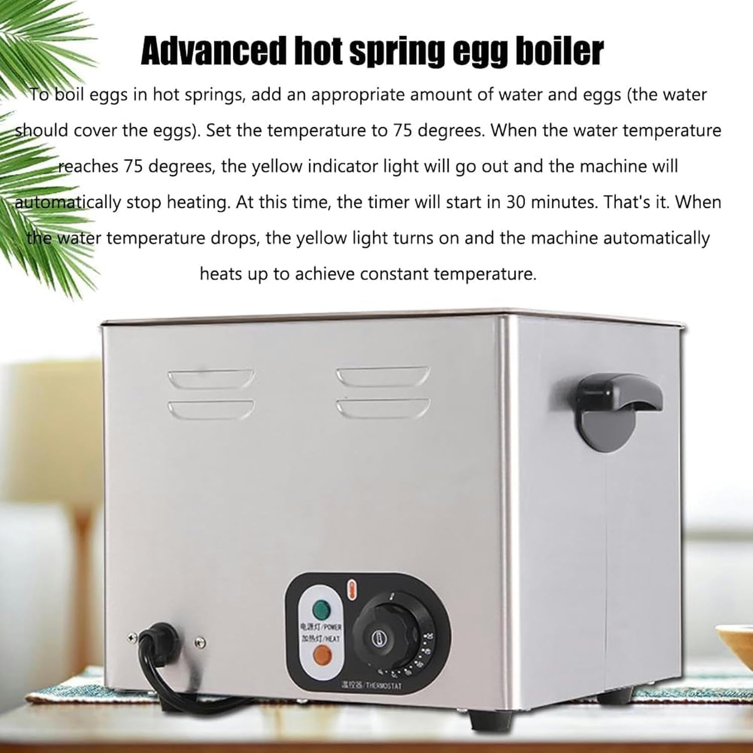 Commercial Hot Spring Egg Boiler, Egg Boiler Machine, 0-110℃ Temperature Adjustment, U-Shaped Tube Heating, Stainless Steel Material, High Capacity, for Restaurant~/